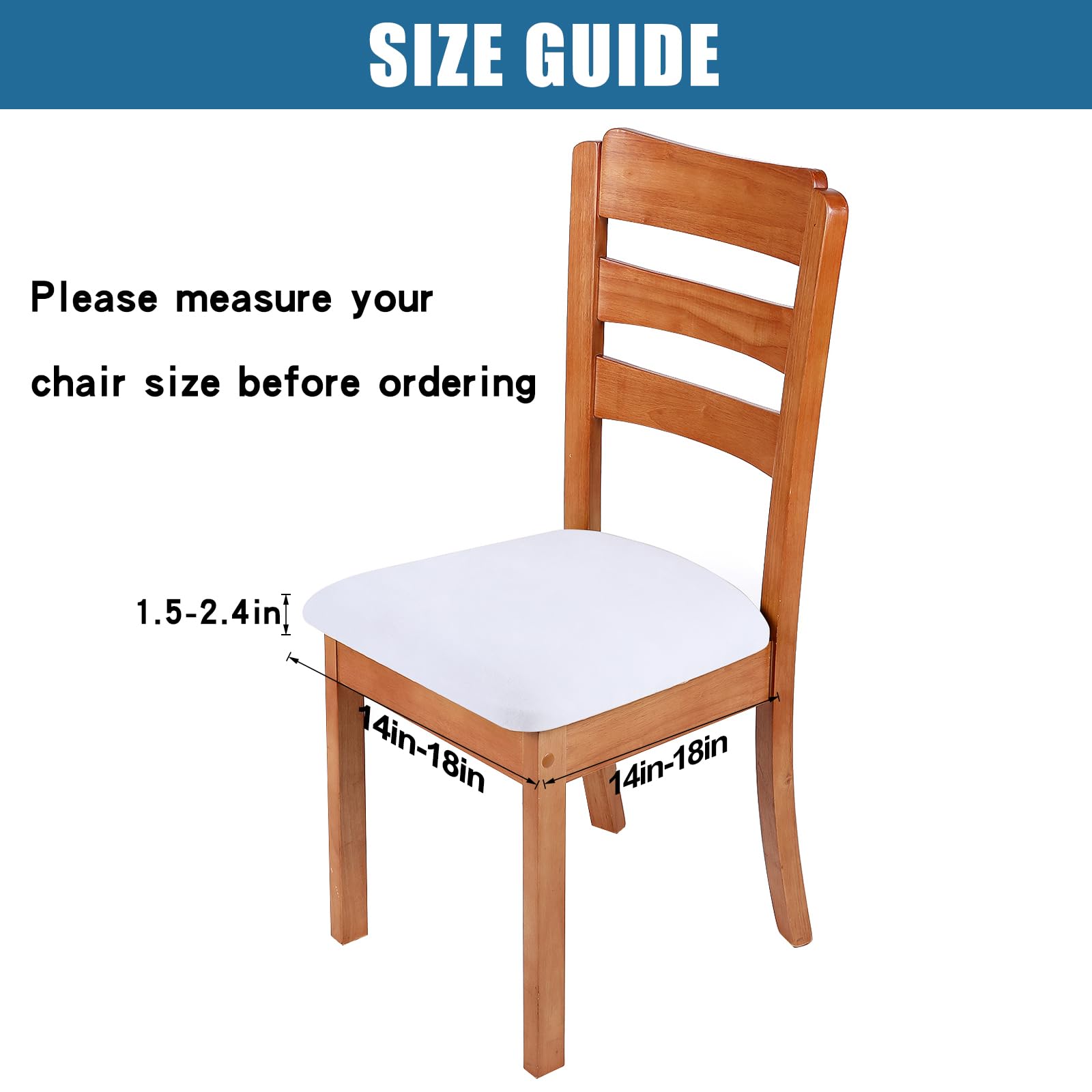 Smiry Velvet Seat Covers for Dining Room Chair Set of 4, Stretch Fit Removable Washable Chair Seat Cushion Protector Slipcovers with Ties, Black