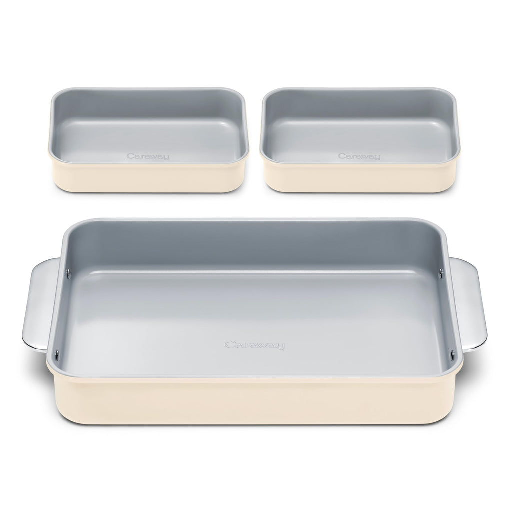 Caraway Non-Stick Ceramic 9”x13” Rectangle Pan - Naturally Slick Ceramic Coating - Non-Toxic, PTFE & PFOA Free - Perfect for Brownies, Lasagnas, and More - Cream