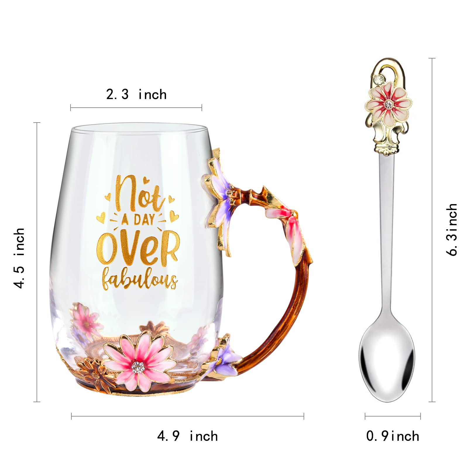 OEAGO Gifts for Mom Women Mothers Day Valentines Day Gifts Glass Coffee Enamels Mug Best Birthday Valentine's for Her Girlfriend Wife from Daughter Son Tea Cup Christmas Stocking Stuffers