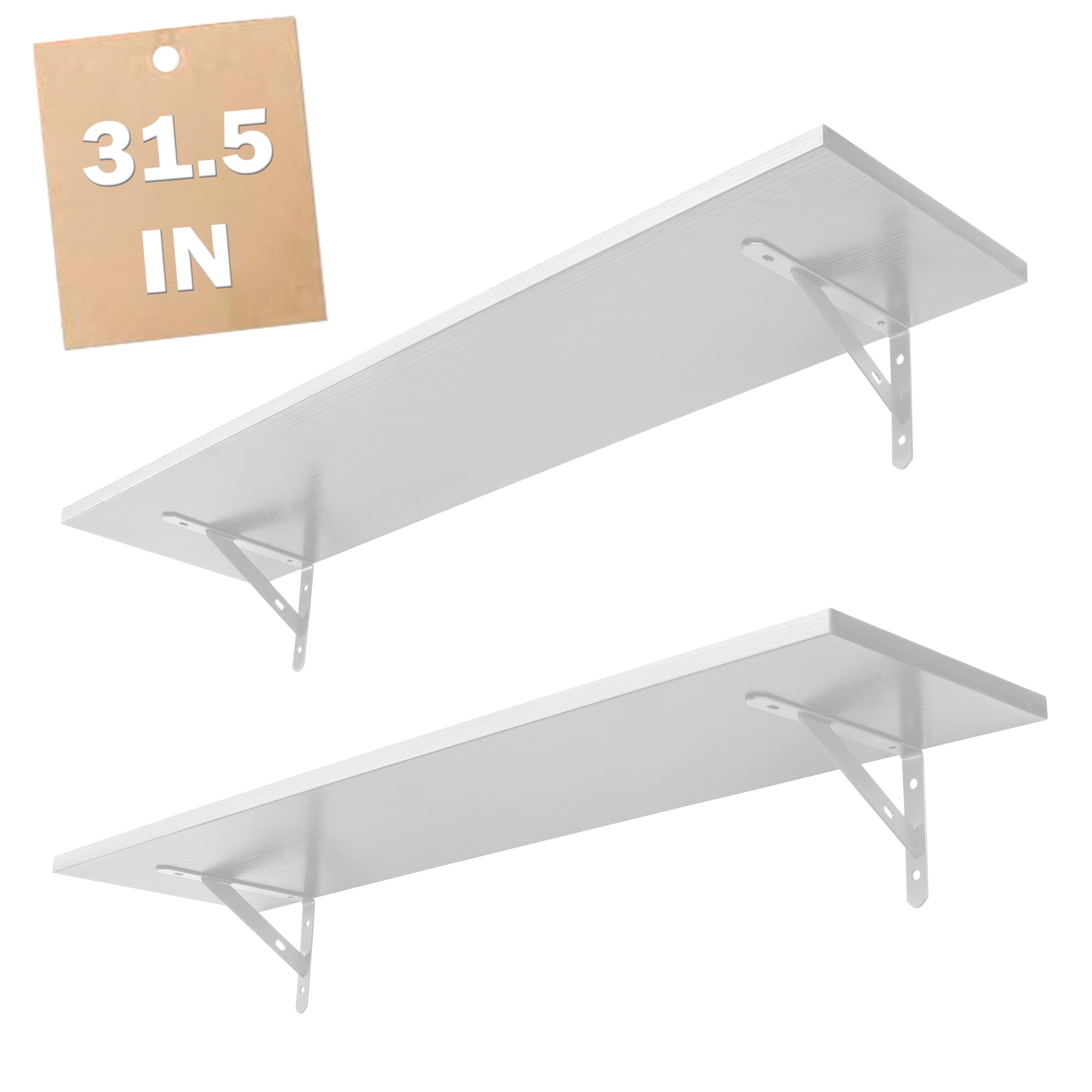 RedCall Floating Shelves for Wall,31.5 Inch Wall Mounted Shelves Set of 2,Long Board Shelves for Bedroom,Living Room, Bathroom & Kitchen Storage with Metal Brackets (Black)