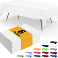 Smiry Disposable Table Cloth - 6 Pack, 54 x 108 Inch Waterproof Rectangle Tablecloths for Parties, Decorative Plastic Table Cover, Leakproof & Sturdy, White