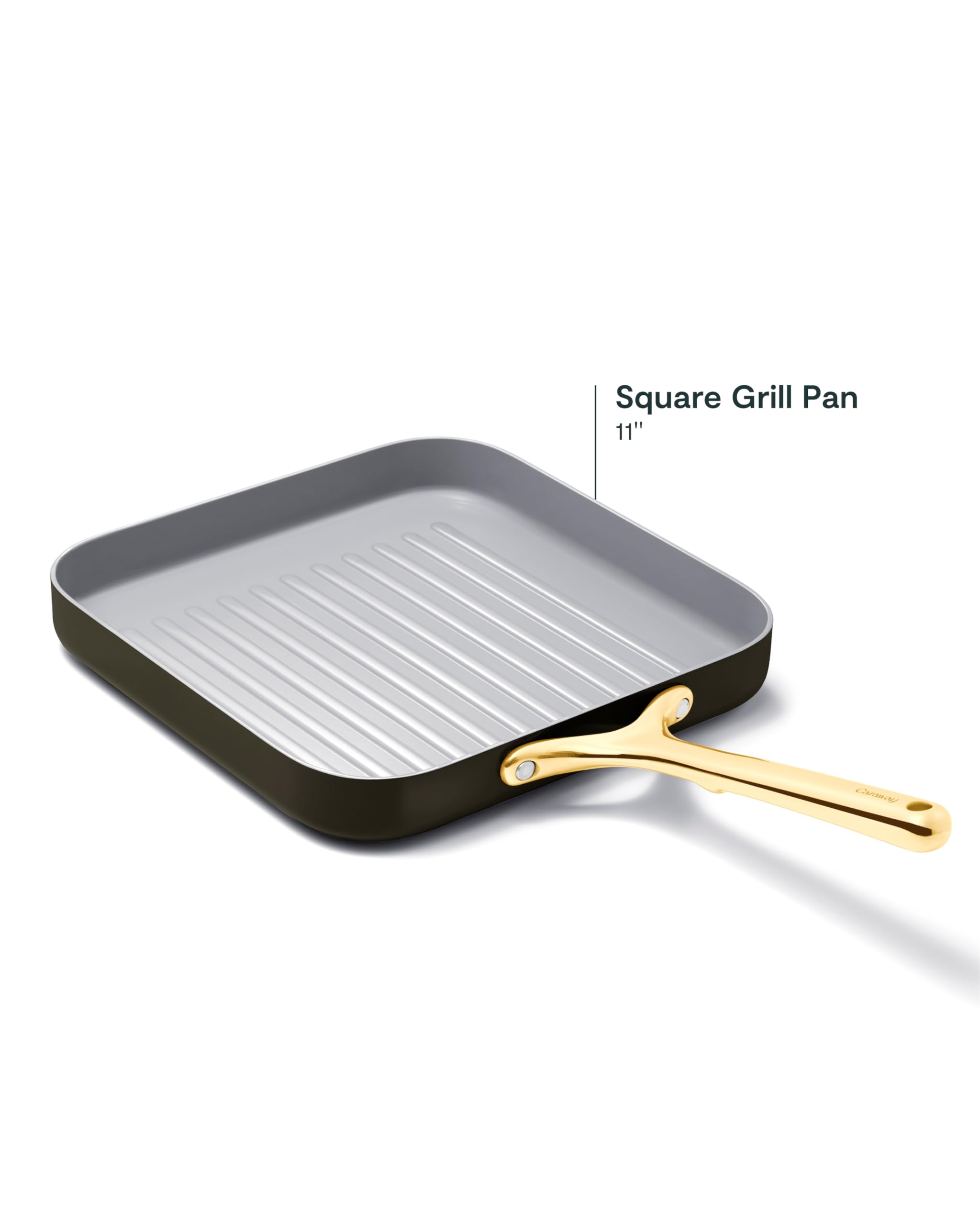Caraway Square Grill Pan - 11” Grill Pan - Non-Stick Ceramic Coated - Non Toxic, PTFE & PFOA Free - Oven Safe & Compatible with All Stovetops - Cream