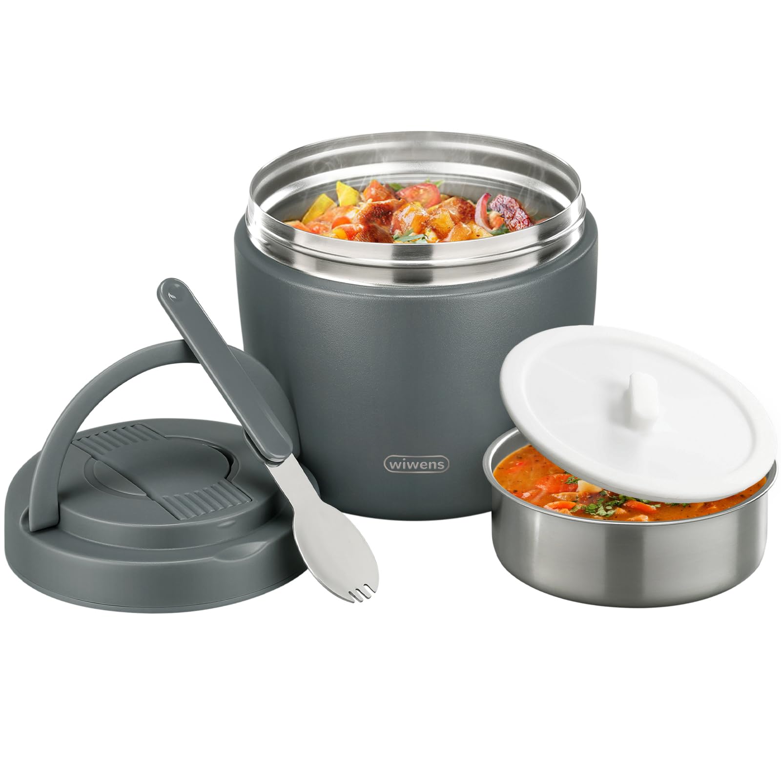 Thermo Food Jar for Hot Food Adults 32OZ Soup Thermo Lunch Containers Wide Mouth Vacuum Insulated Stainless Steel Leakproof Bento Box with Spoon (Black)