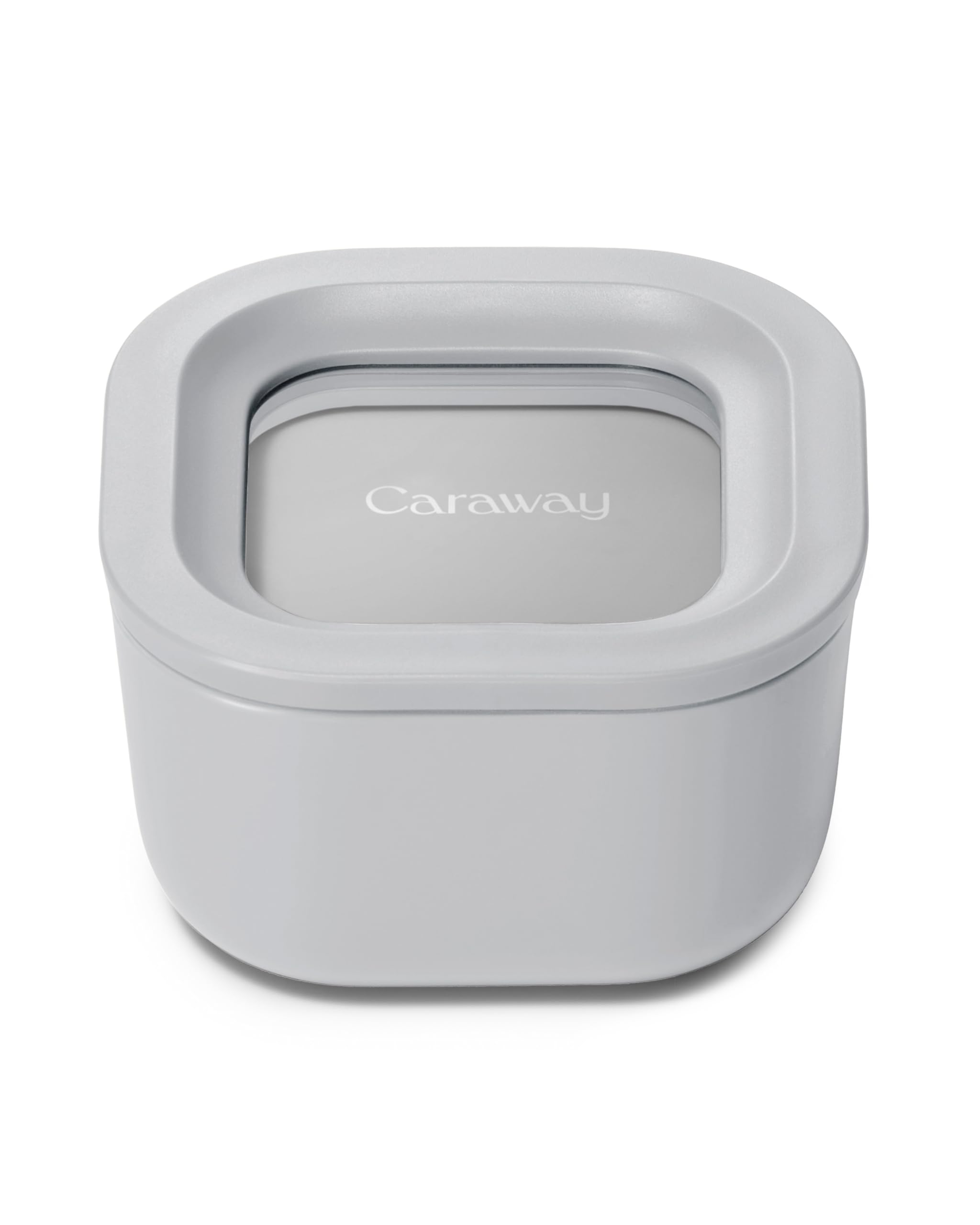 Caraway Glass Food Storage - 6.6 Cup Glass Container - Ceramic Coated Food Container - Non Stick Lunch Box Container with Lids - Dishwasher, Oven, & Microwave Safe - Cream
