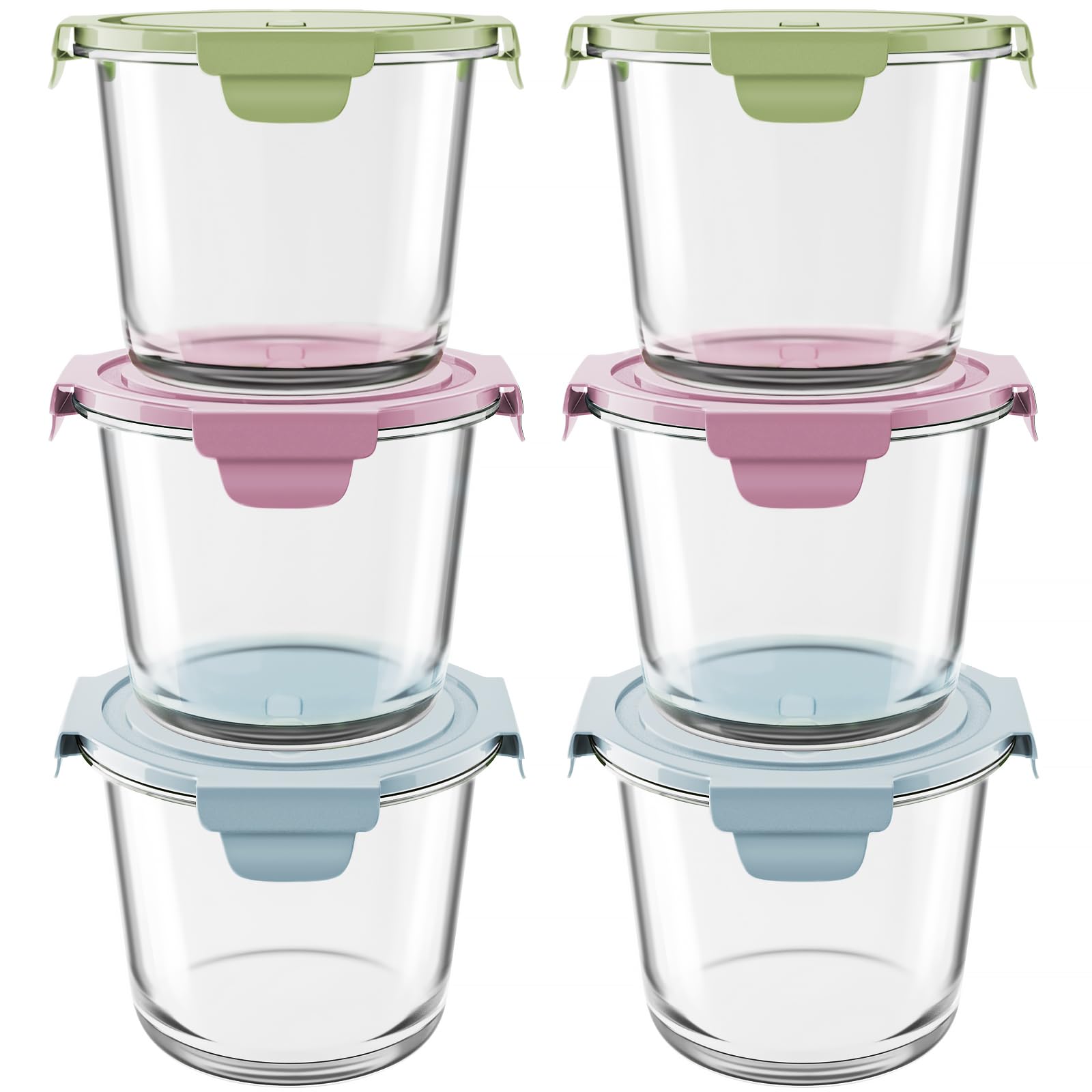 16oz Glass Meal Prep Containers, Airtight 2 Cup Glass Storage Containers with Lids, Heat-Resistant BPA-Free Borosilicate Glass Soup Container for Leftover, Microwave, Dishwasher&Freezer Safe (4 Packs)