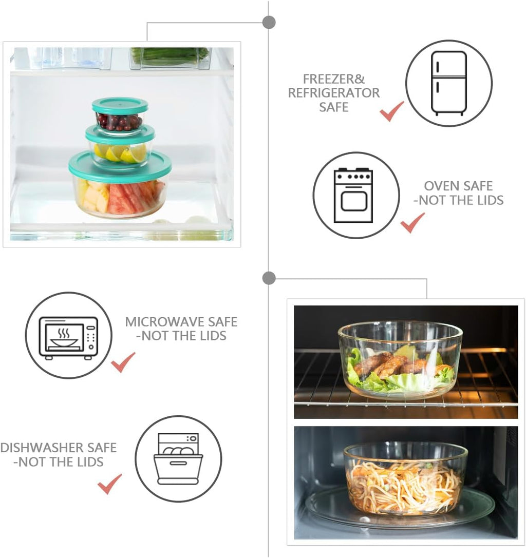 9 pack & 8 pack Glass food storage containers with lids,Glass meal prep containers