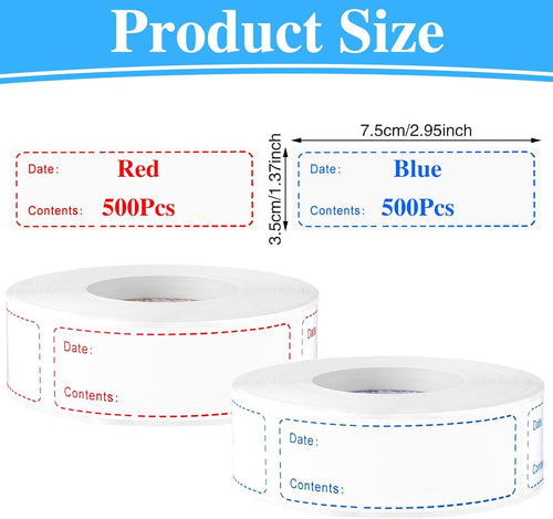 1000Pcs Removable Freezer Labels,1 x 3 Inch Food Labels for Food Containers Food Date Stickers Refrigerator Food Storage Labels Easy Clean No Residue