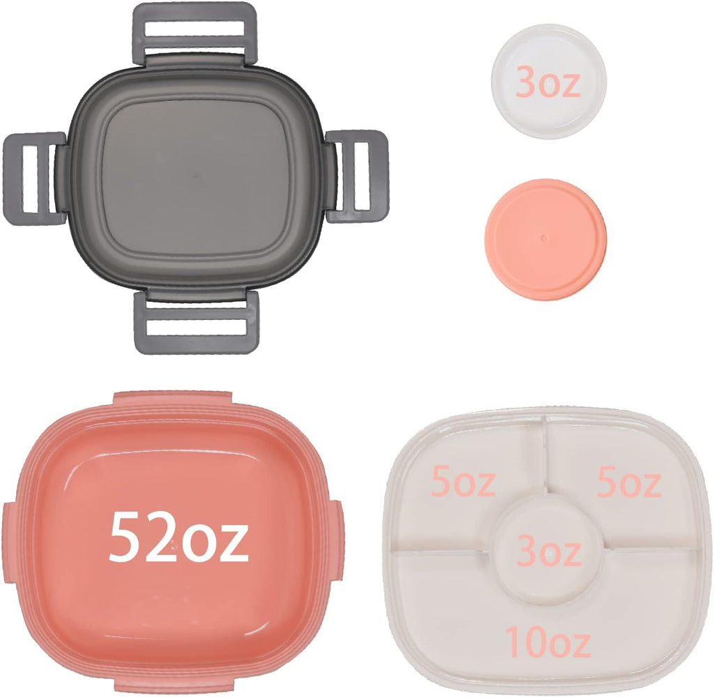 Freshmage Salad Lunch Container To Go, 52-oz Salad Bowls with 3 Compartments, Salad Dressings Container for Salad Toppings, Snacks, Men, Women (Blue+Grey) Ice Pack