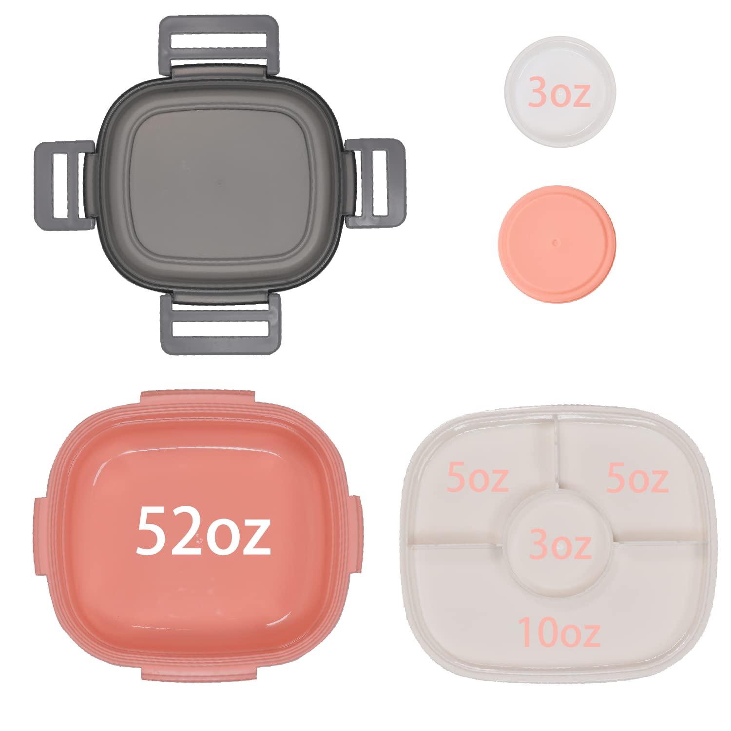 Freshmage Salad Lunch Container To Go, 52-oz Salad Bowls with 3 Compartments, Salad Dressings Container for Salad Toppings, Snacks, Men, Women (Blue)