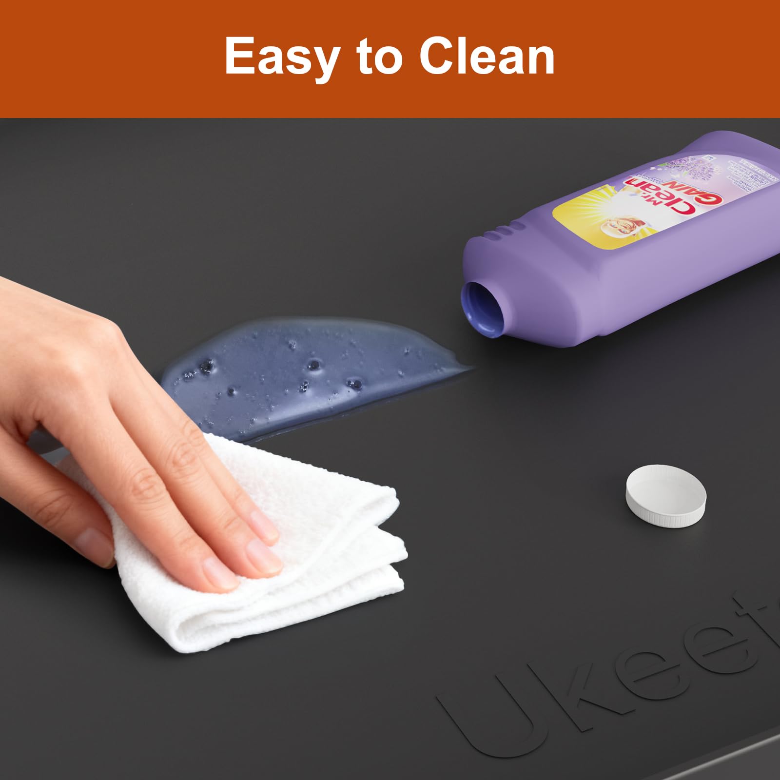 Extra Thick Silicone Mat Waterproof with Raised Edge 34" x 22", Under Sink Mat for Kitchen & Bathroom, Kitchen Cabinet Liner, Multi-Purpose for Storage & Protection, Gray