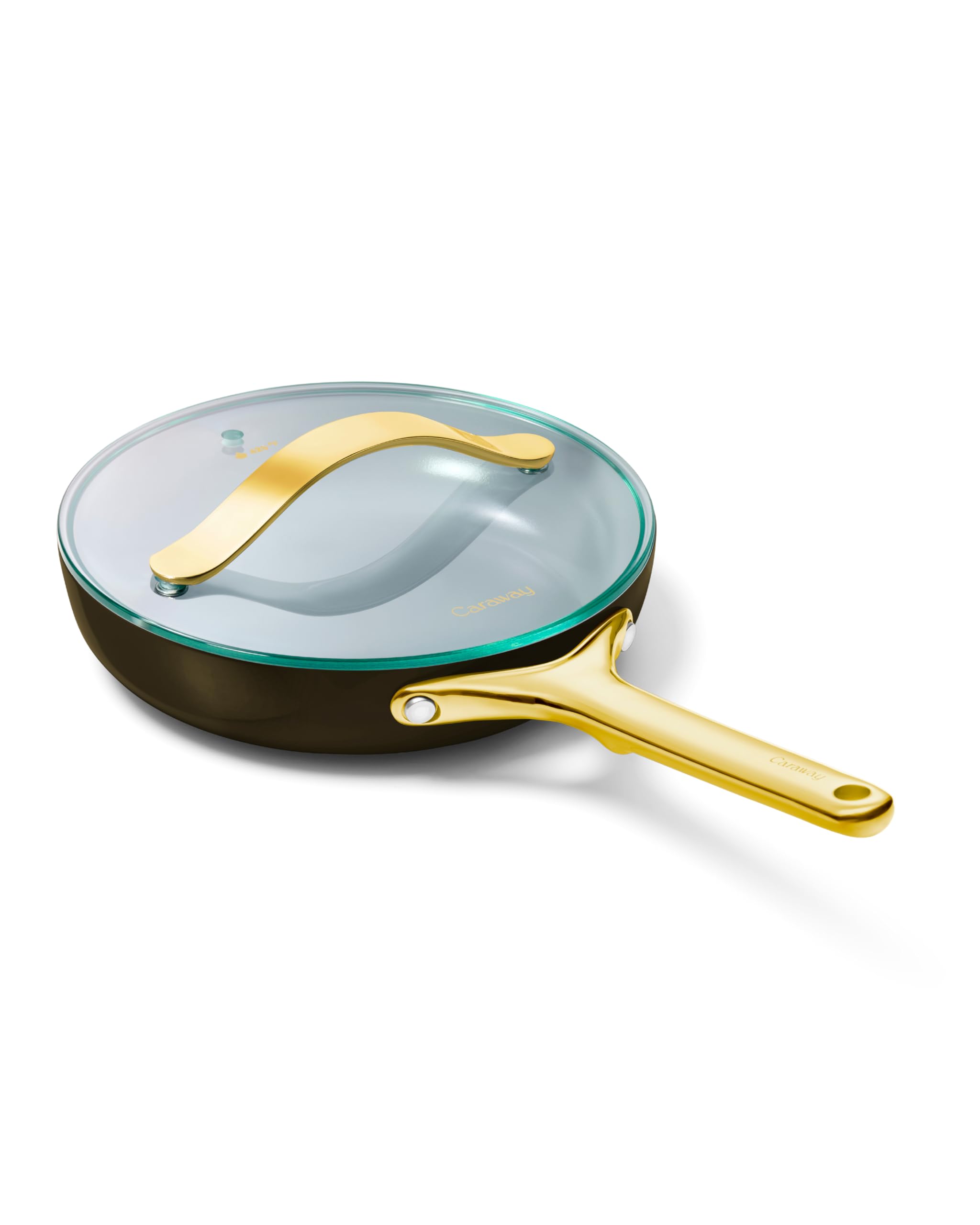 Caraway Nonstick Ceramic Frying Pan With Glass Lid (2.7 qt, 10.5") - Non Toxic, PTFE & PFOA Free - Oven Safe & Compatible with All Stovetops (Gas, Electric & Induction) - Cream