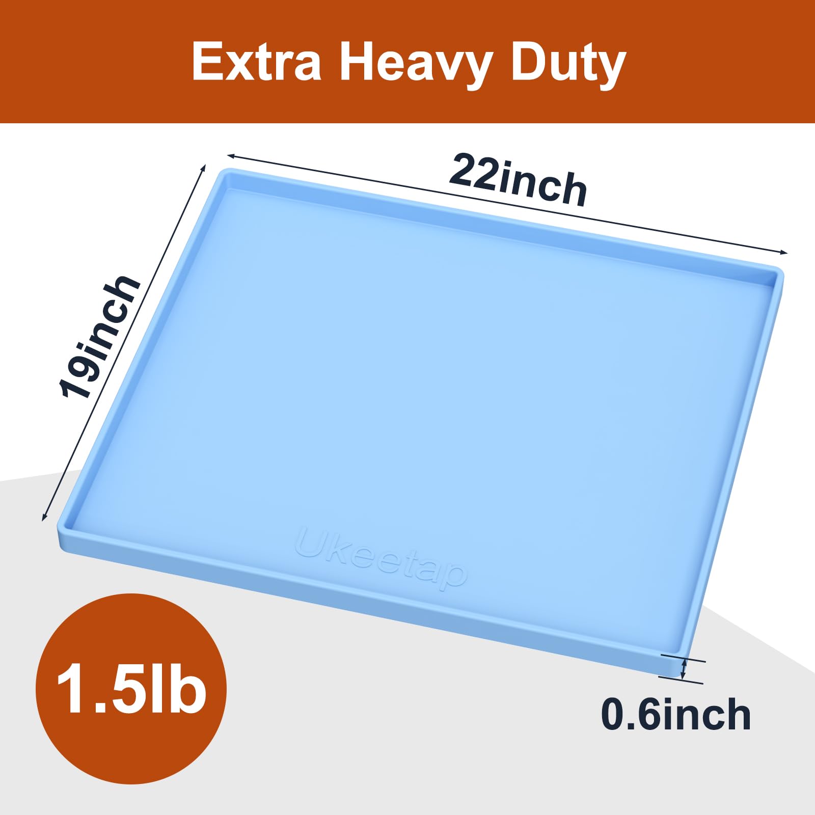 Extra Thick Silicone Mat Waterproof with Raised Edge 34" x 22", Under Sink Mat for Kitchen & Bathroom, Kitchen Cabinet Liner, Multi-Purpose for Storage & Protection, Gray