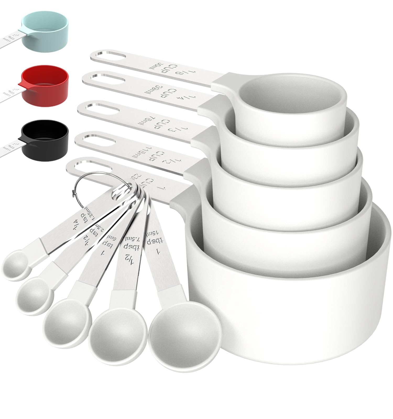 TILUCK Measuring Cups & Spoons Set, Stackable Cups and Spoons, Nesting Measure Cups with Stainless Steel Handle, Kitchen Gadgets for Cooking & Baking (Black)