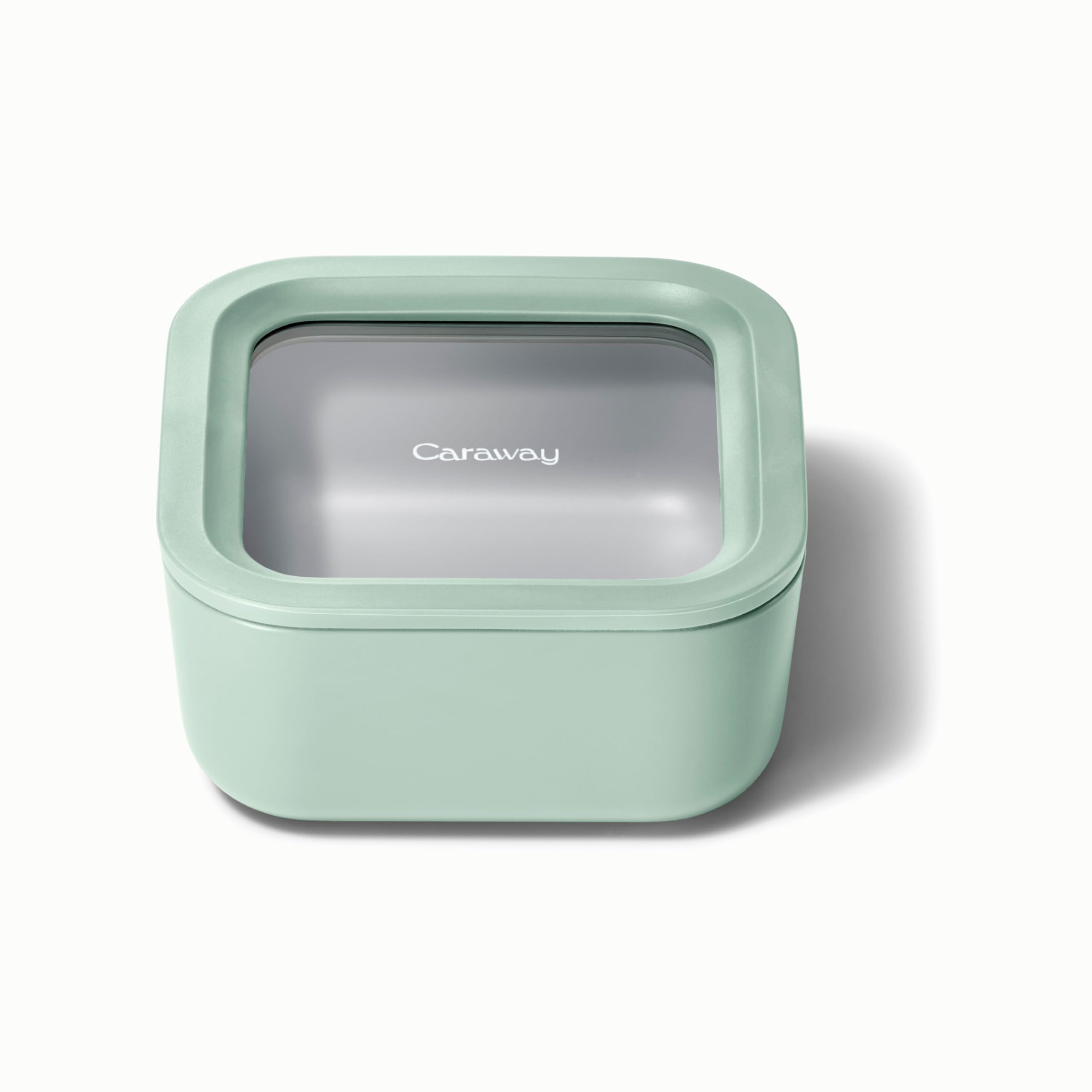 Caraway Glass Food Storage - 6.6 Cup Glass Container - Ceramic Coated Food Container - Non Stick Lunch Box Container with Lids - Dishwasher, Oven, & Microwave Safe - Cream