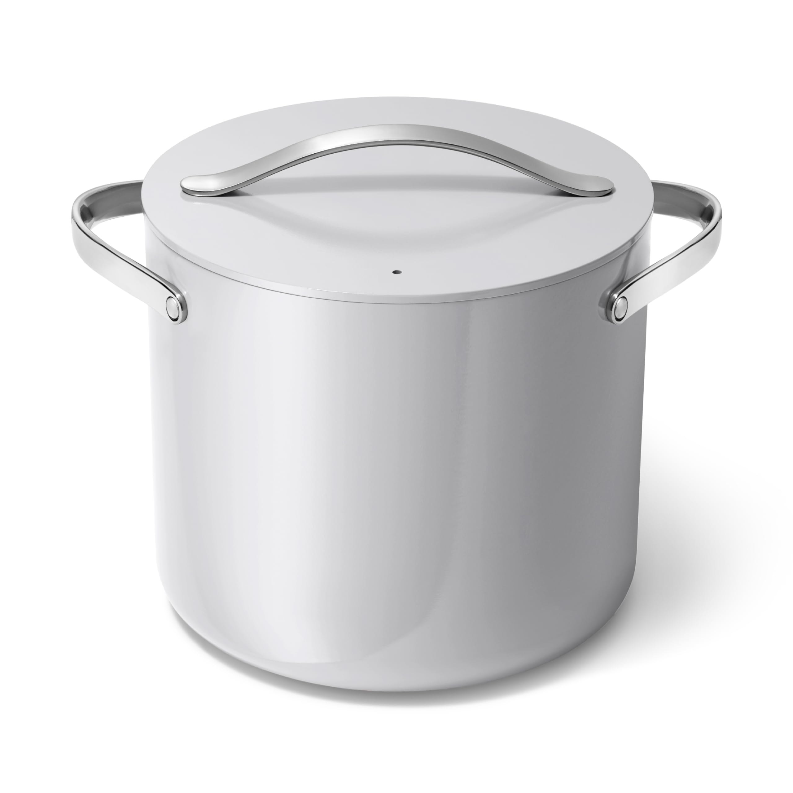 Caraway Stock Pot - 12 Qt Ceramic Coated With Lid - Free From Forever Chemicals - Large for Bigger Batches - Cream