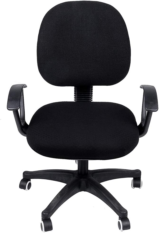 Smiry Stretch Jacquard Office Computer Chair Seat Covers, Removable Washable Anti-dust Desk Chair Seat Cushion Protectors - Black