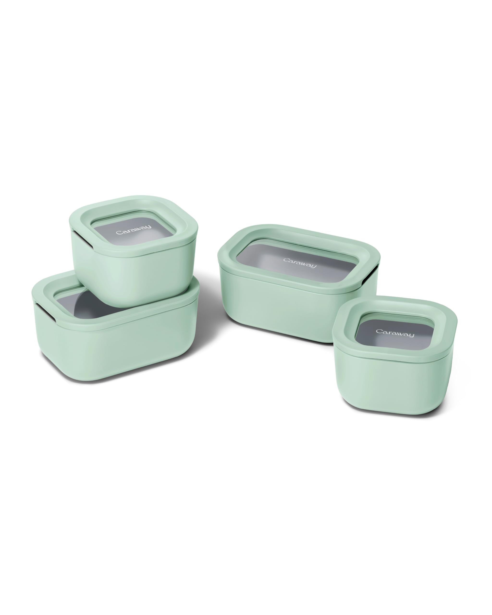 Caraway 13pc Glass Food Storage Container Set - Easy to Store, Non Toxic Lunch Box - with Glass Lids - Includes Storage Organizer - Cream
