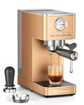 Maestri House Espresso Machine, 20 Bar ULKA Pump, Compact Espresso Maker Built-in Flow Meter Steam Milk Frother, Stainless Steel Coffee Machine for Cappuccino, Latte (Black)