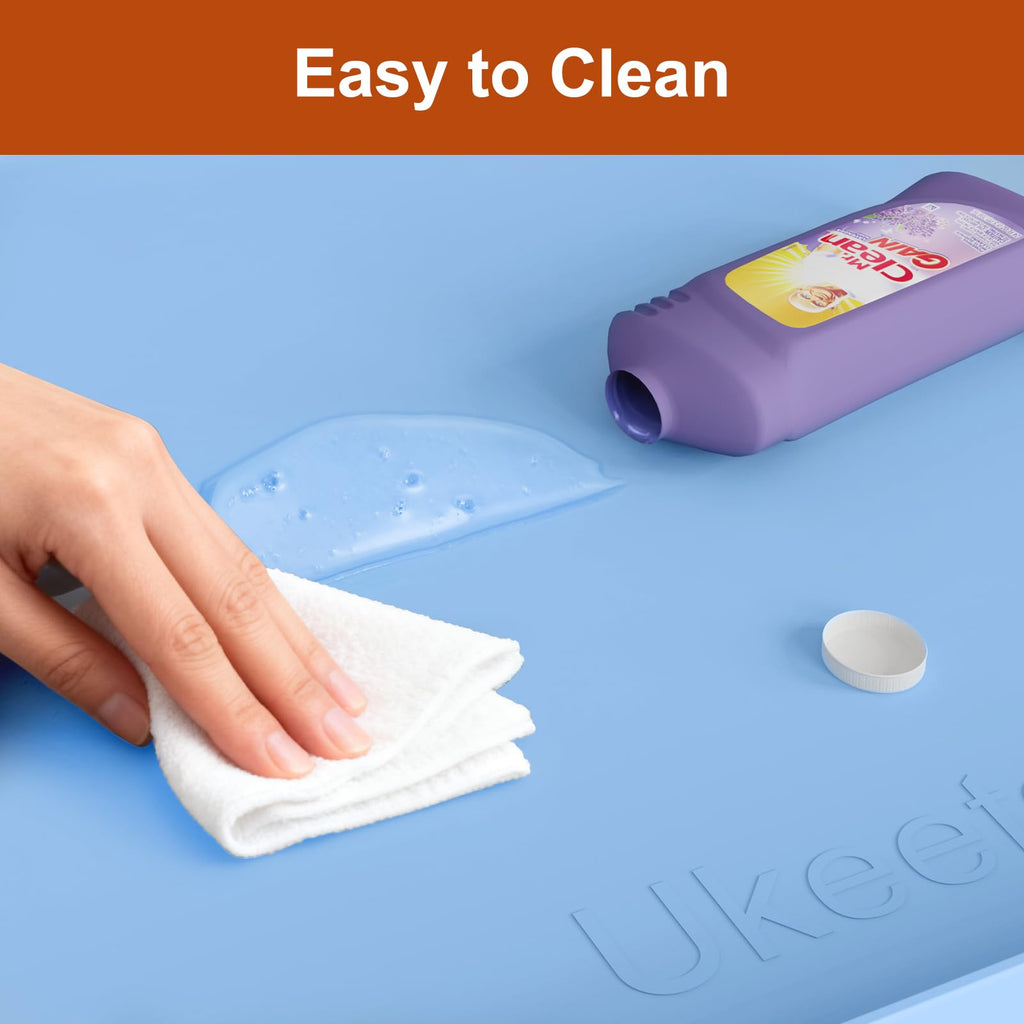 Extra Thick Silicone Mat Waterproof with Raised Edge 34" x 22", Under Sink Mat for Kitchen & Bathroom, Kitchen Cabinet Liner, Multi-Purpose for Storage & Protection, Gray