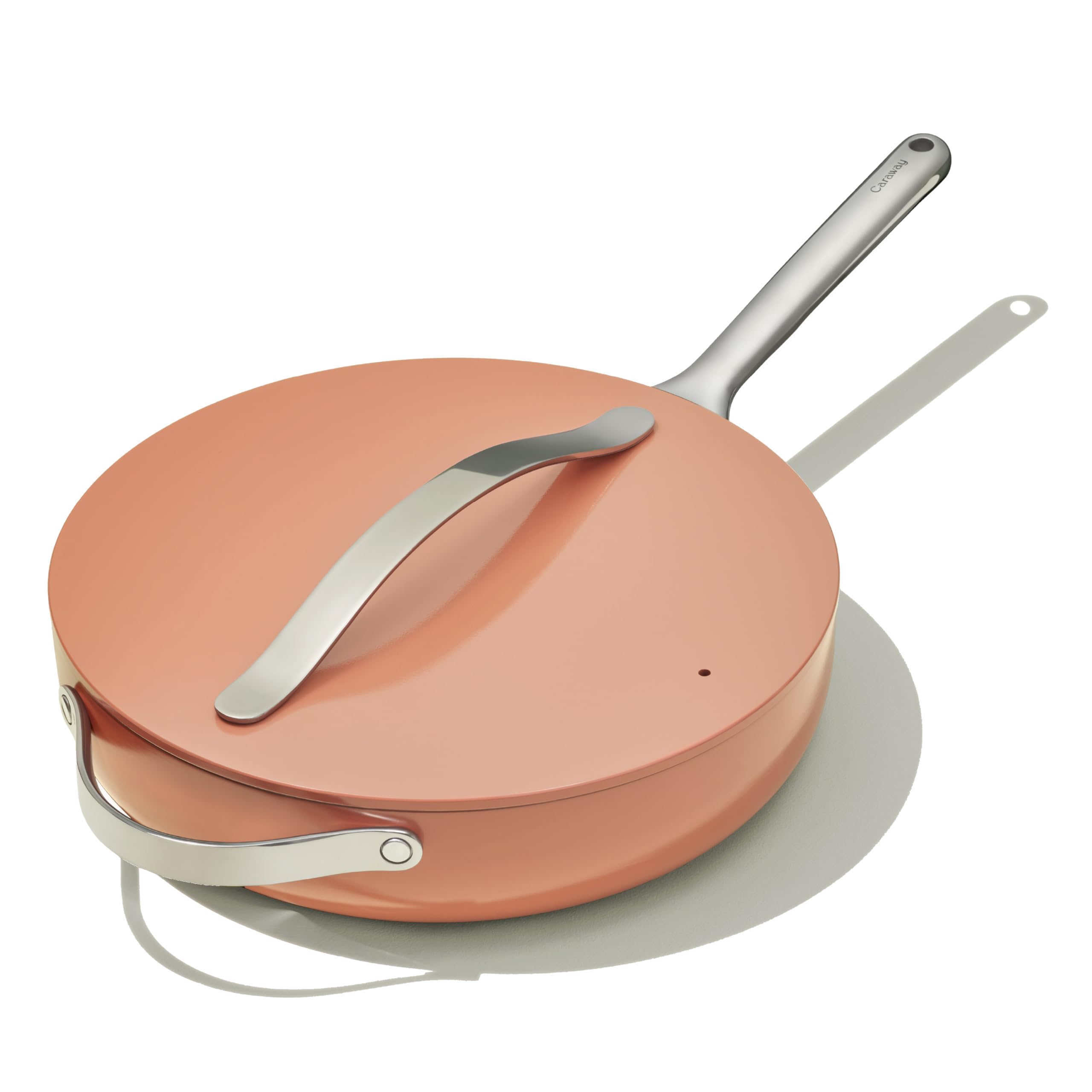 Caraway Nonstick Ceramic Sauté Pan with Lid (4.5 qt, 11.8") - Non Toxic, PTFE & PFOA Free - Oven Safe & Compatible with All Stovetops (Gas, Electric & Induction) - Cream
