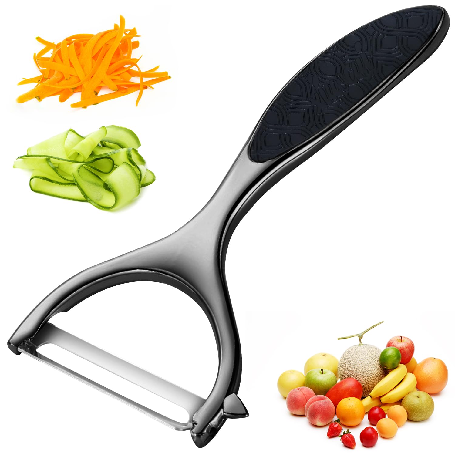 Vegetable Peeler, Potato Peelers for Kitchen Stainless Steel Multi-function Set Fruit Peeler For Kitchen and Household Tools Y & I Shape Swivel Blades for Fruit Vegetables(Black)