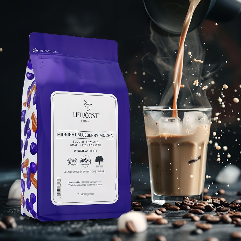 Lifeboost Whole Bean French Vanilla Coffee - Low Acid Single Origin Non-GMO Organic Coffee - Third Party Tested For Mycotoxins & Pesticides - 12 Ounces