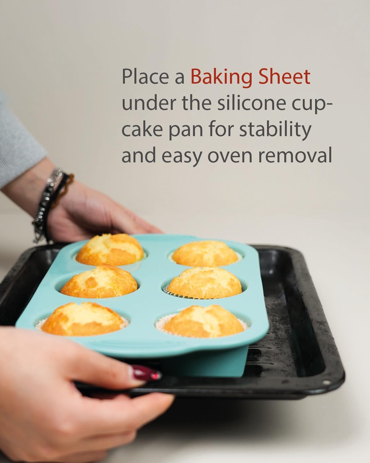 Silicon Muffin Pan-3-pack includes 100 Natural Cupcake Liners, 6-cavity Regular Size, BPA Free, Egg Bite & Muffin Molds for Baking