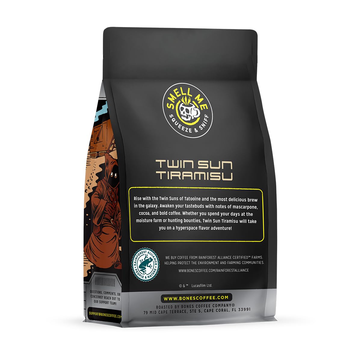 Bones Coffee Company Star Wars Wookiee Cookie Chocolate Chip Cookie Flavored Coffee, Medium Roast Low Acid Arabica Beans Compatible with Auto drip and French Press Coffee Maker, 12 Oz Ground