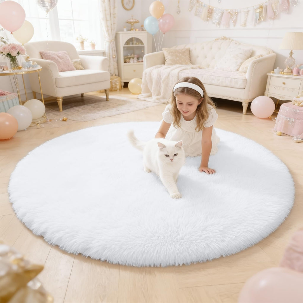 OLANLY Area Rugs for Living Room Bedroom, Machine Washable 4x5.9 ft Soft Fluffy Shaggy Bedside Rug, Indoor Floor Carpet for Kids Girls and Boys, Dorms, Nursery Rooms, Home Decor Aesthetic, Grey