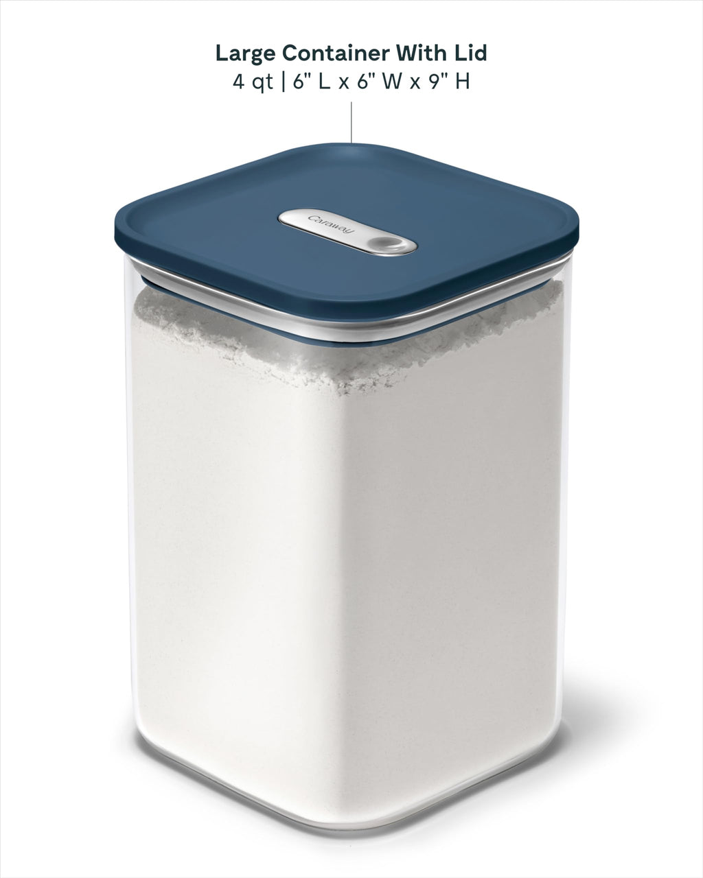Caraway 4qt Glass Airtight Food Storage Container with Lid – Non-Toxic, BPA-Free Kitchen Storage Container – Stackable, Space-Saving Airtight Container for Dry Goods and More - Cream