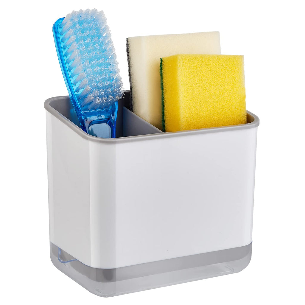 RedCall Kitchen Sink Caddy Organizer Counter,Dish Sponge Holder and Brush Holder with Drip Tray,Plastic Sinkware Caddy,Bathroom Toothbrush Holder (1 Sink Caddy)