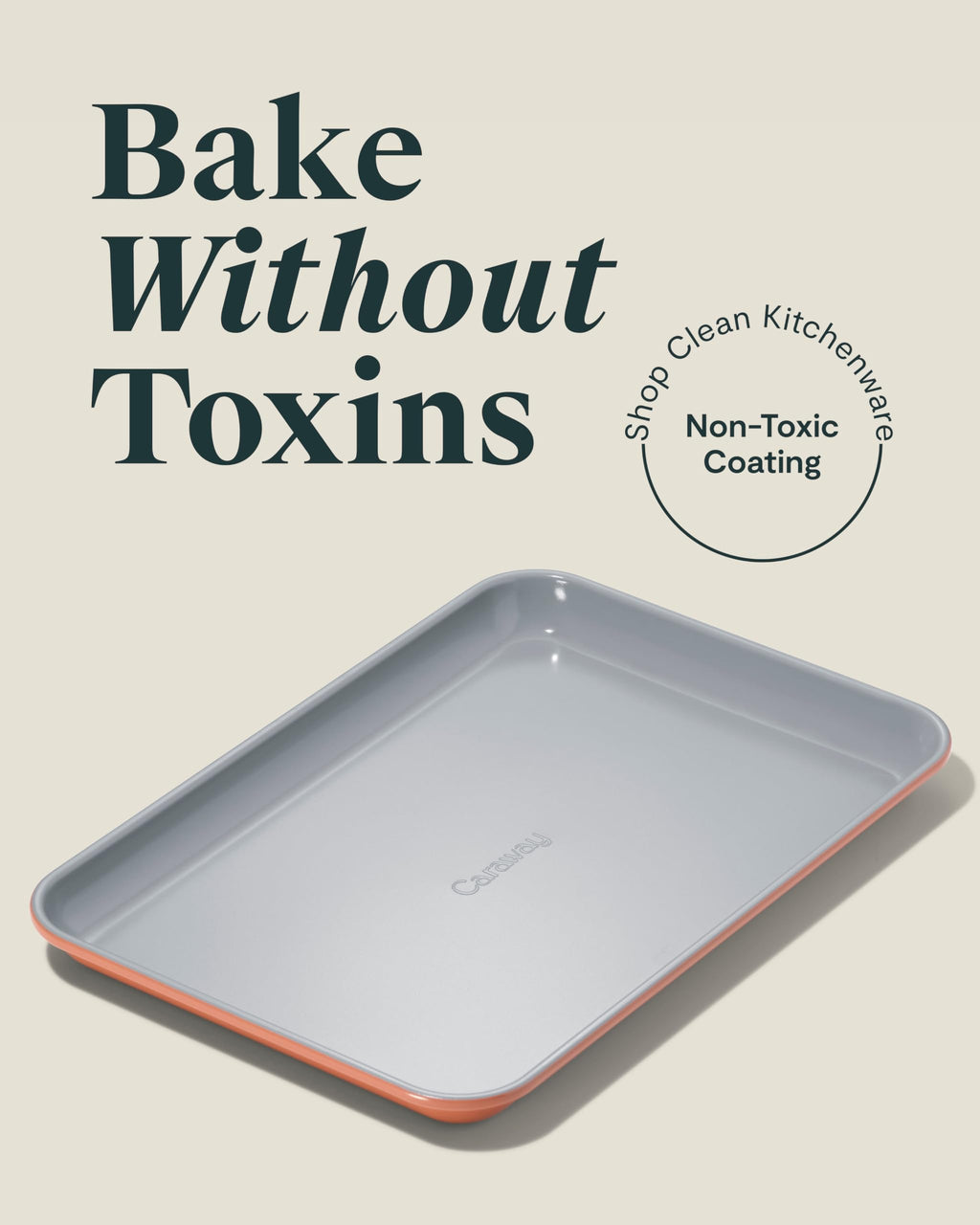 Caraway Nonstick Ceramic Small Baking Sheet (9x13”) – Non-Toxic, PTFE & PFOA Free – Oven Safe – Aluminized Steel Core – Mini Sheet Pan for Baking, Roasting & More - Cream