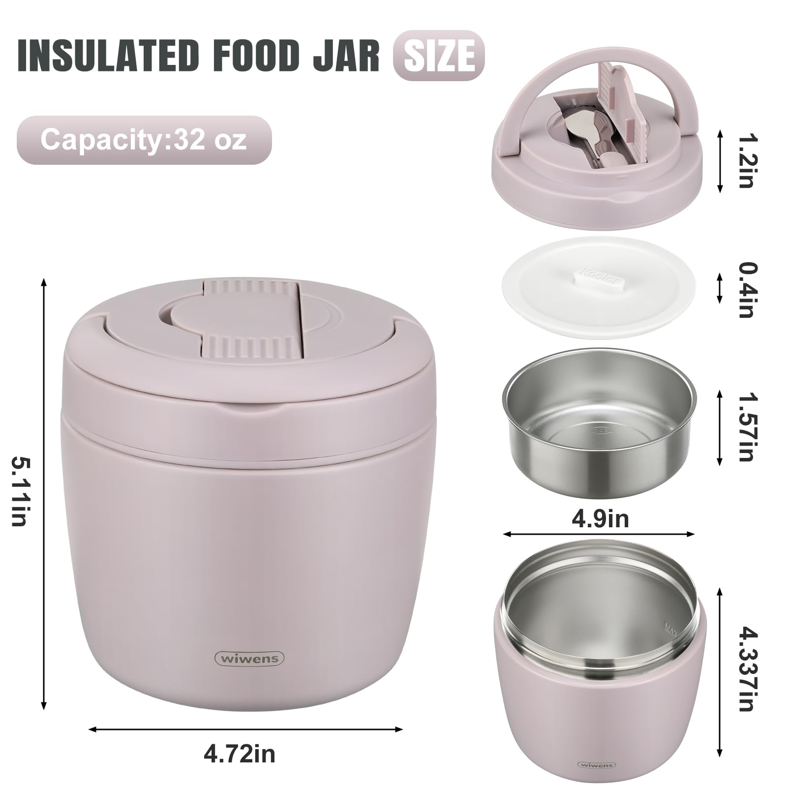 Thermo Food Jar for Hot Food Adults 32OZ Soup Thermo Lunch Containers Wide Mouth Vacuum Insulated Stainless Steel Leakproof Bento Box with Spoon (Black)