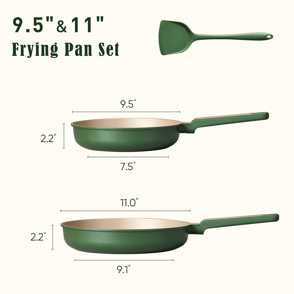 CAROTE Non Stick Frying Pan Skillet Set, Omelet Pan, Healthy Non Toxic Granite Chef Pan, Induction Compatible Egg Frying Pan with Heat-Resistant Handle, PFOA-Free,Black, 8"+10"+12"