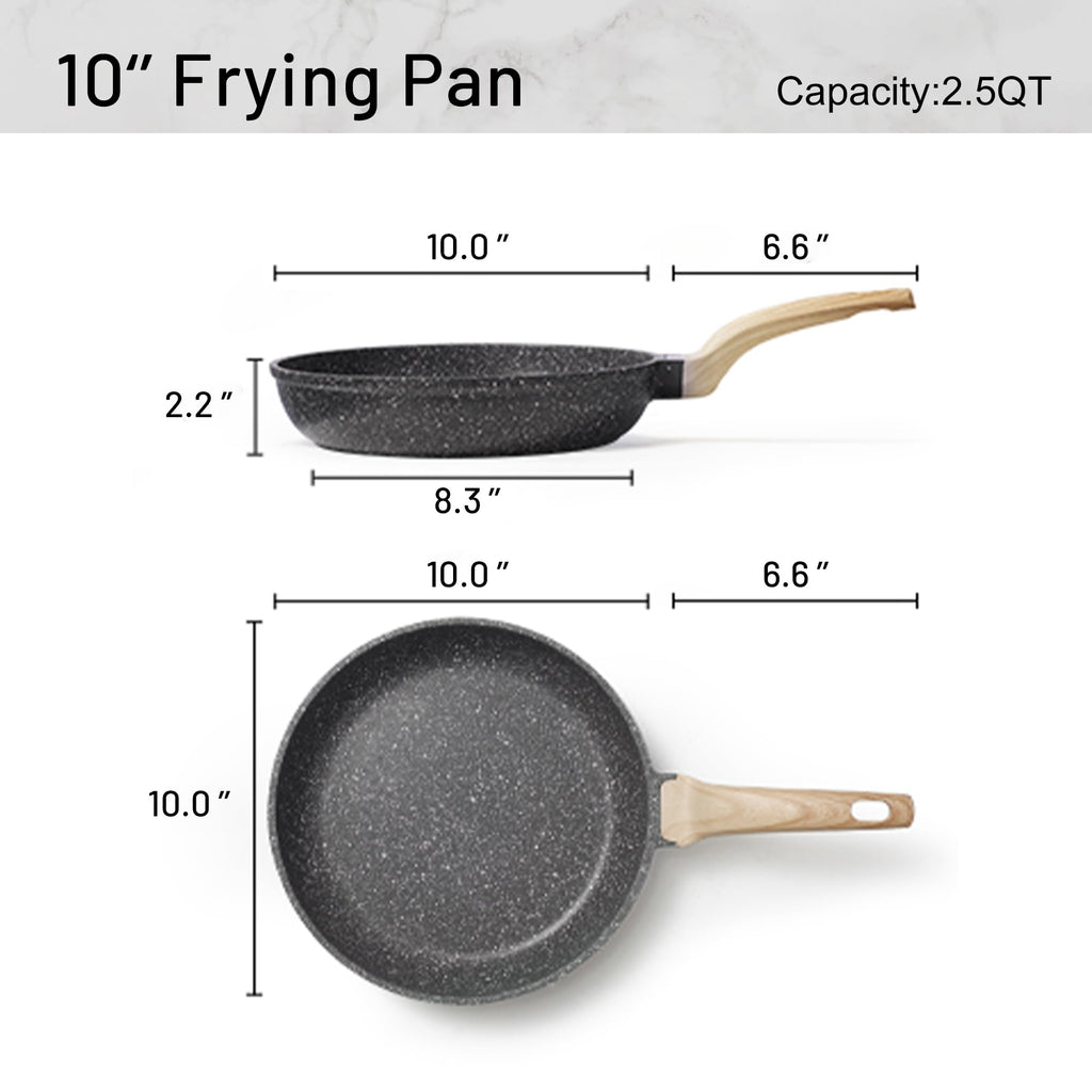 CAROTE Nonstick Frying Pan Skillet,Non Stick Granite Fry Pan Egg Pan Omelet Pans, Stone Cookware Chef's Pan, PFOA Free,Induction Compatible(Classic Granite, 8-Inch)