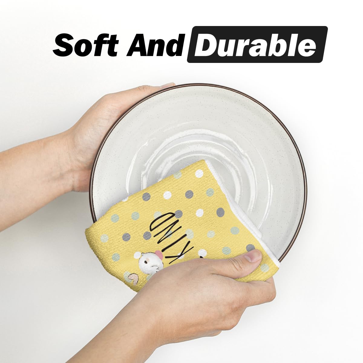 Artoid Mode Pink Bunny Rabbit Ears Floral Leaves Easter Kitchen Towels Dish Towels, 18x26 Inch Be Kind Seasonal Decoration Hand Towels Set of 4