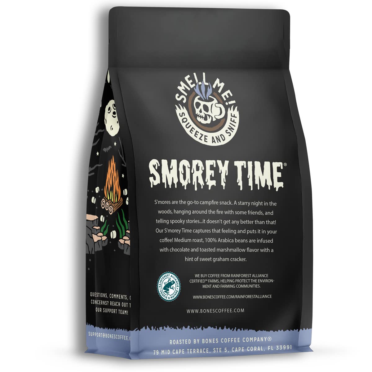 Bones Coffee Company Blueberry Blast Cake, Blueberry Pancakes Flavored Coffee, Medium Roast Low Acid Arabica Beans Compatible with Auto drip and French Press Coffee Maker, 12 Oz Ground