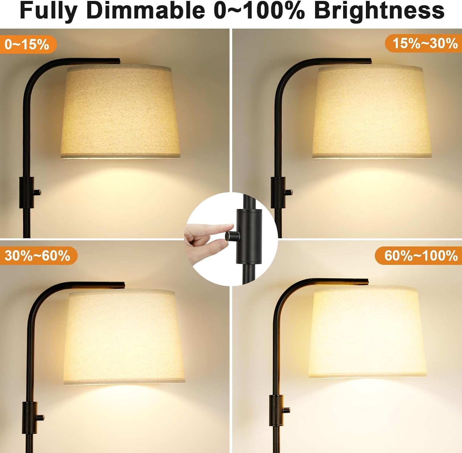 Ambimall Floor Lamps with one Beige Shade and one White Shade for Living Room Bedroom