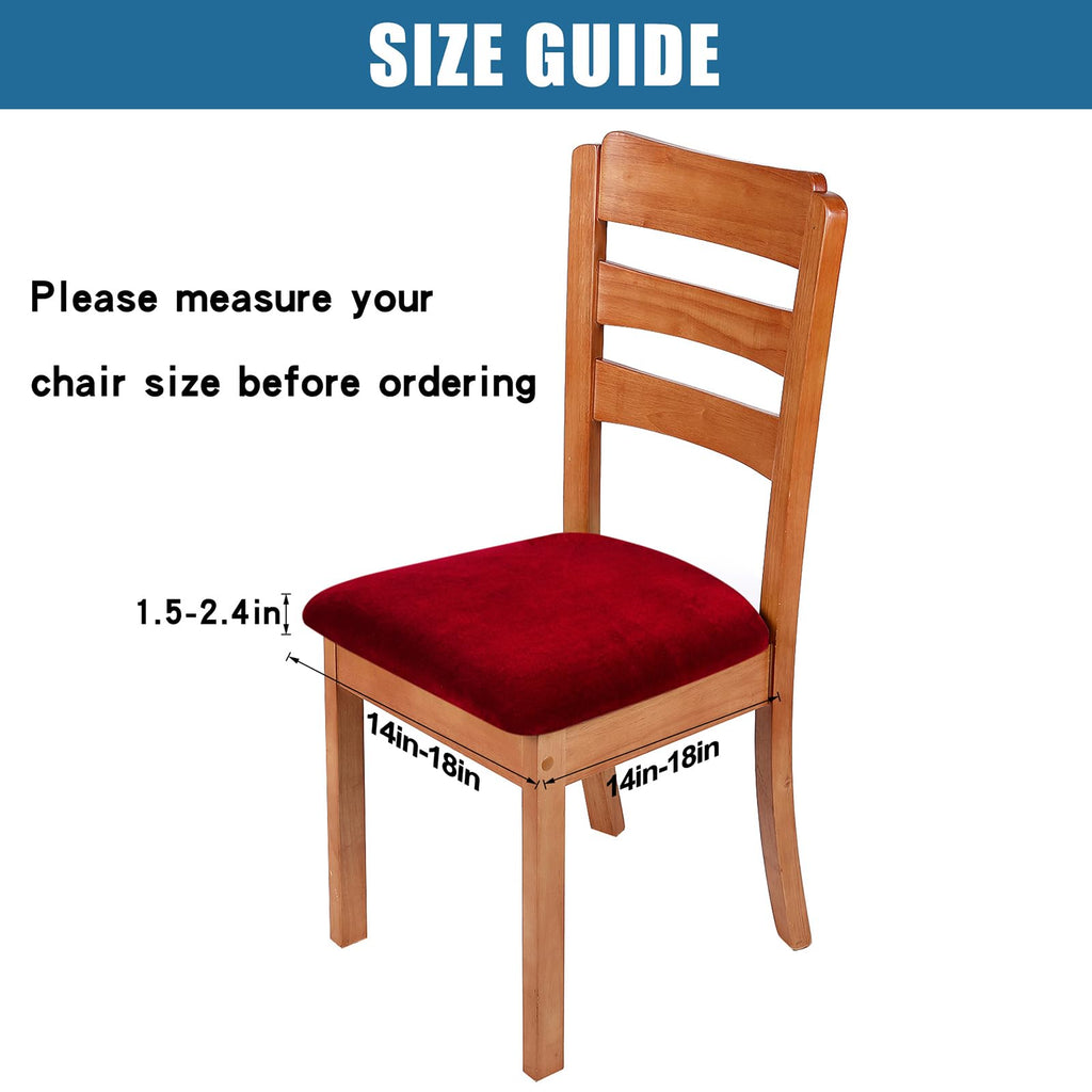 Smiry Velvet Seat Covers for Dining Room Chair Set of 4, Stretch Fit Removable Washable Chair Seat Cushion Protector Slipcovers with Ties, Black