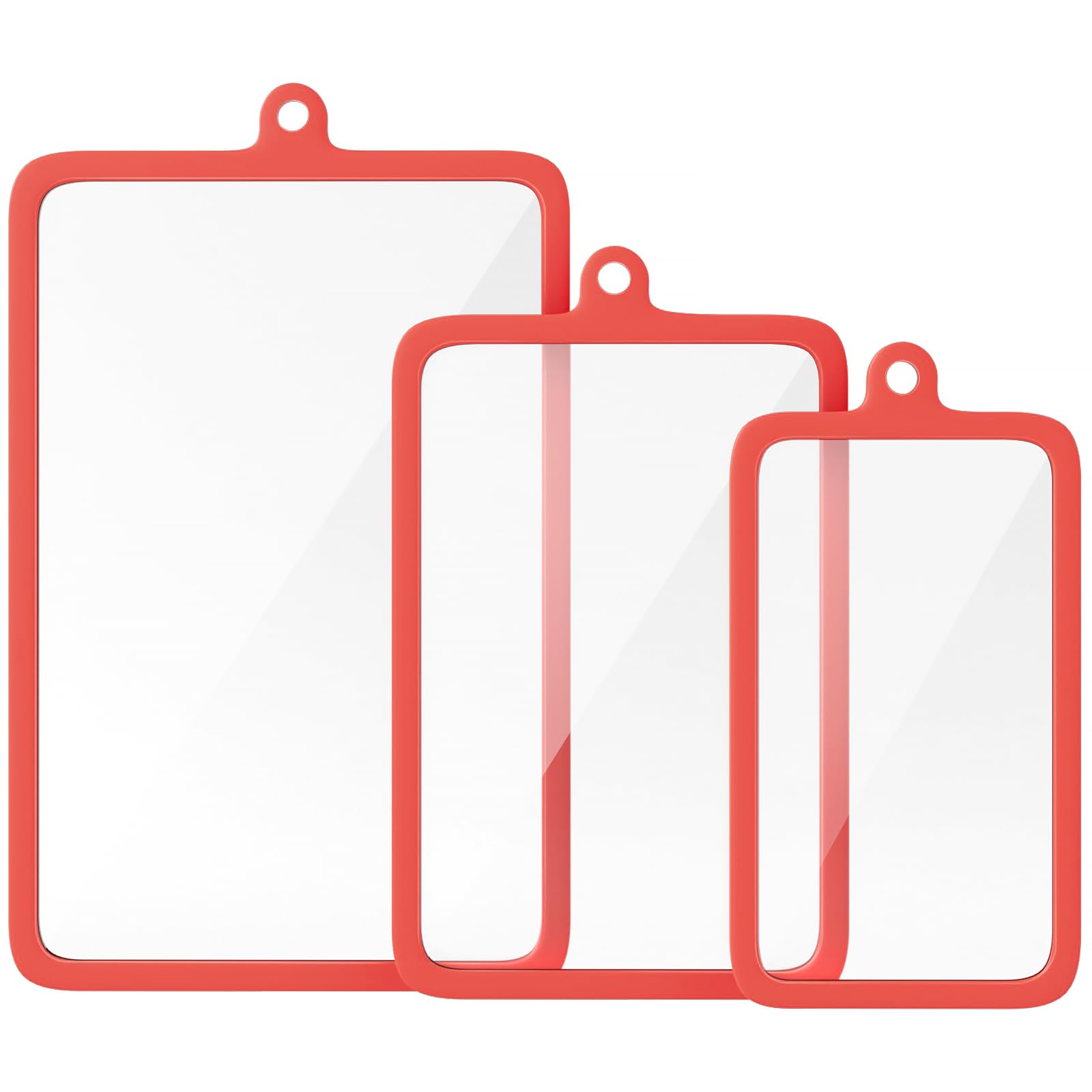 Freshmage 2Pcs Tempered Glass Cutting Boards for Kitchen, Glass Cutting Board Set (15"x10" & 12"x8") with Non-Slip Silicone Edges and Hanging Hole, Clear Cutting Board for Countertop & Chopping