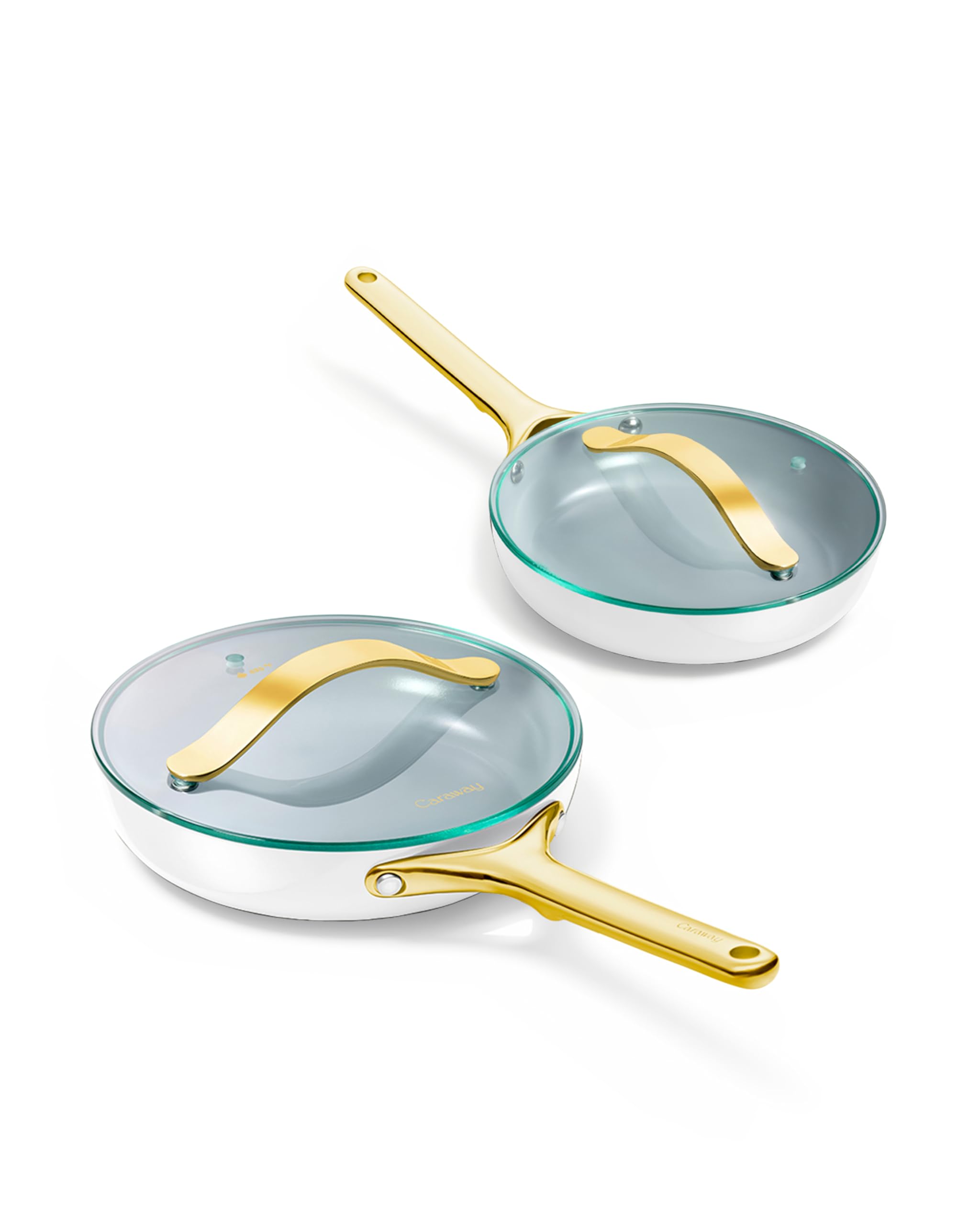 Caraway Nonstick Ceramic Frying Pan With Glass Lid (2.7 qt, 10.5") - Non Toxic, PTFE & PFOA Free - Oven Safe & Compatible with All Stovetops (Gas, Electric & Induction) - Cream