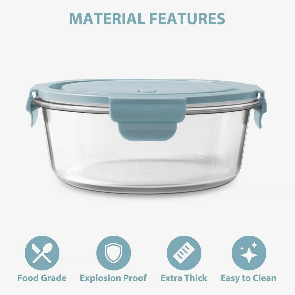 Freshmage 4 Pack 30oz Glass Food Storage Containers with Lids and 4 Pack 20oz Glass Meal Prep Containers with Lids, Heat-Resistant BPA-Free, Microwave, Oven, Dishwasher, and Freezer Safe