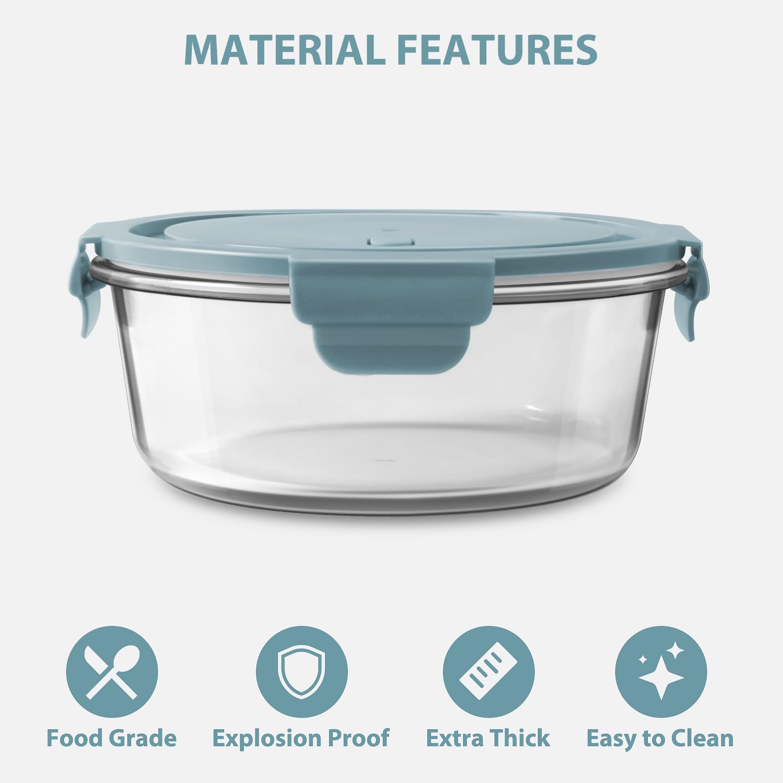 16oz Glass Meal Prep Containers, Airtight 2 Cup Glass Storage Containers with Lids, Heat-Resistant BPA-Free Borosilicate Glass Soup Container for Leftover, Microwave, Dishwasher&Freezer Safe (4 Packs)