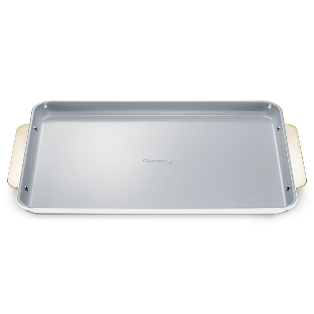Caraway Nonstick Ceramic Small Baking Sheet (9x13”) – Non-Toxic, PTFE & PFOA Free – Oven Safe – Aluminized Steel Core – Mini Sheet Pan for Baking, Roasting & More - Cream