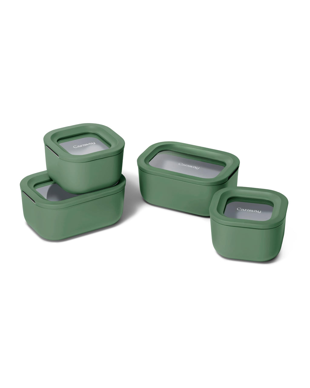 Caraway 13pc Glass Food Storage Container Set - Easy to Store, Non Toxic Lunch Box - with Glass Lids - Includes Storage Organizer - Cream
