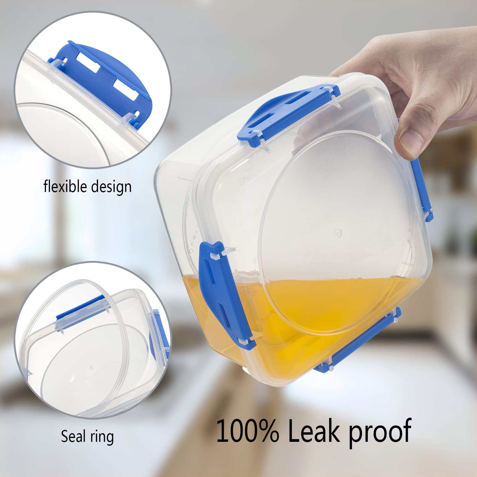 4 PCS Sandwich Containers - 100% Airtight & BPA-Free & Microwave & Dishwasher Safe Kitchen Storage Containers with Upgraded Snaps, 2 heightened Containers for Lunch Boxes and 2 normal version