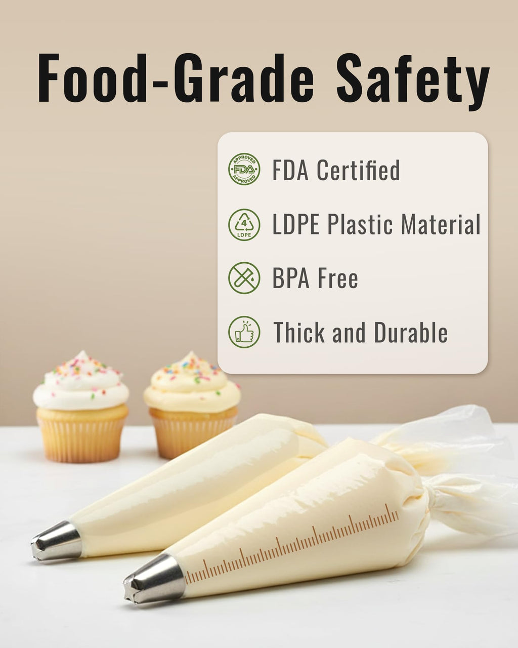 16 Inch Large Piping Bags, 100PCS Thickened Disposable Pastry Bags, Anti Burst Icing Bags for Cream Frosting, Non-slip Frosting Bags, Cake & Cookie Decorating Supplies