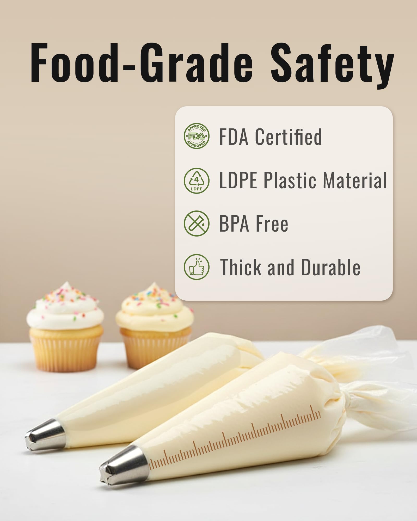 16 Inch Large Piping Bags, 100PCS Thickened Disposable Pastry Bags, Anti Burst Icing Bags for Cream Frosting, Non-slip Frosting Bags, Cake & Cookie Decorating Supplies