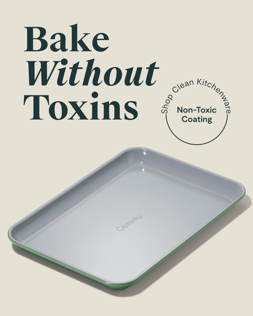 Caraway Nonstick Ceramic Small Baking Sheet (9x13”) – Non-Toxic, PTFE & PFOA Free – Oven Safe – Aluminized Steel Core – Mini Sheet Pan for Baking, Roasting & More - Cream