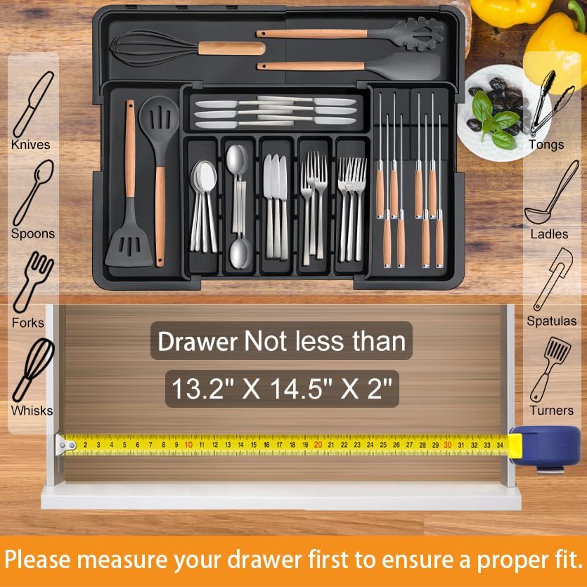 Homecor Silverware Drawer Organizer+ Extra Large Stackable Storage
